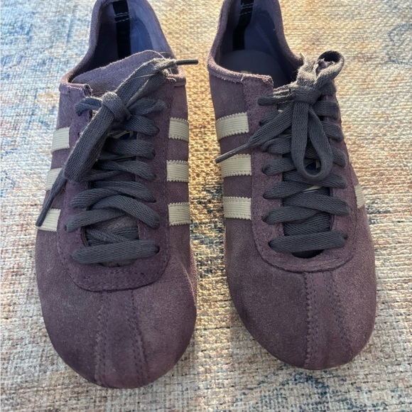 Adidas Okapi Purple Suede Shoes with White Stripes - Picture 3 of 14